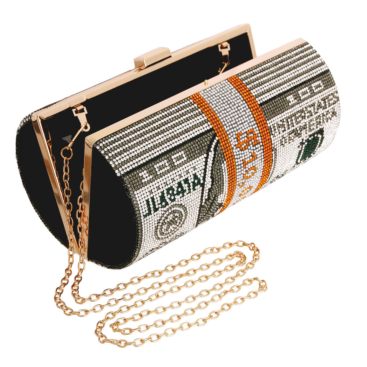 Black Bling Rolled Benjamins Clutch