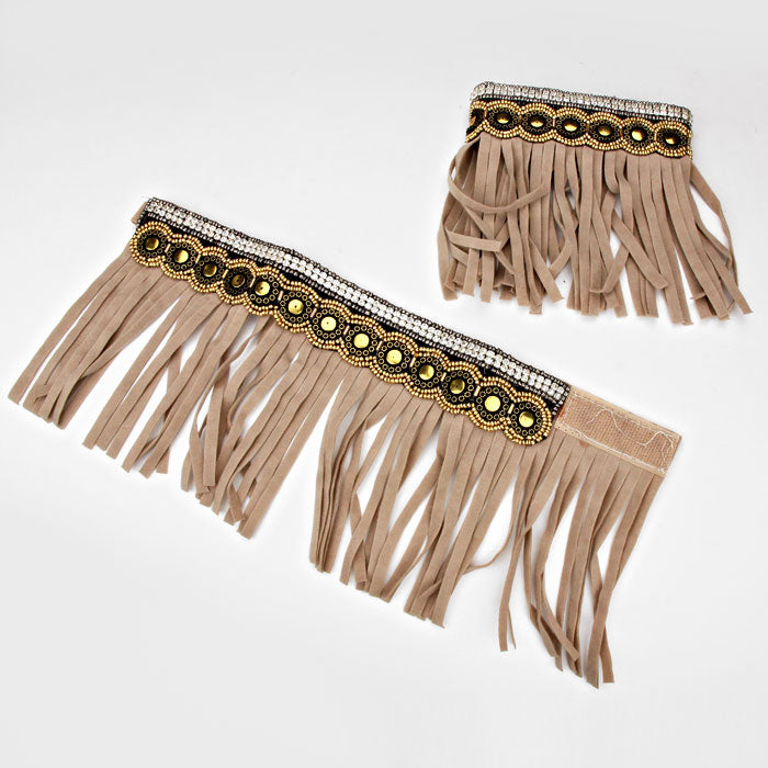 iLLASPARKZ 1-Pair Suede Fringe Anklets