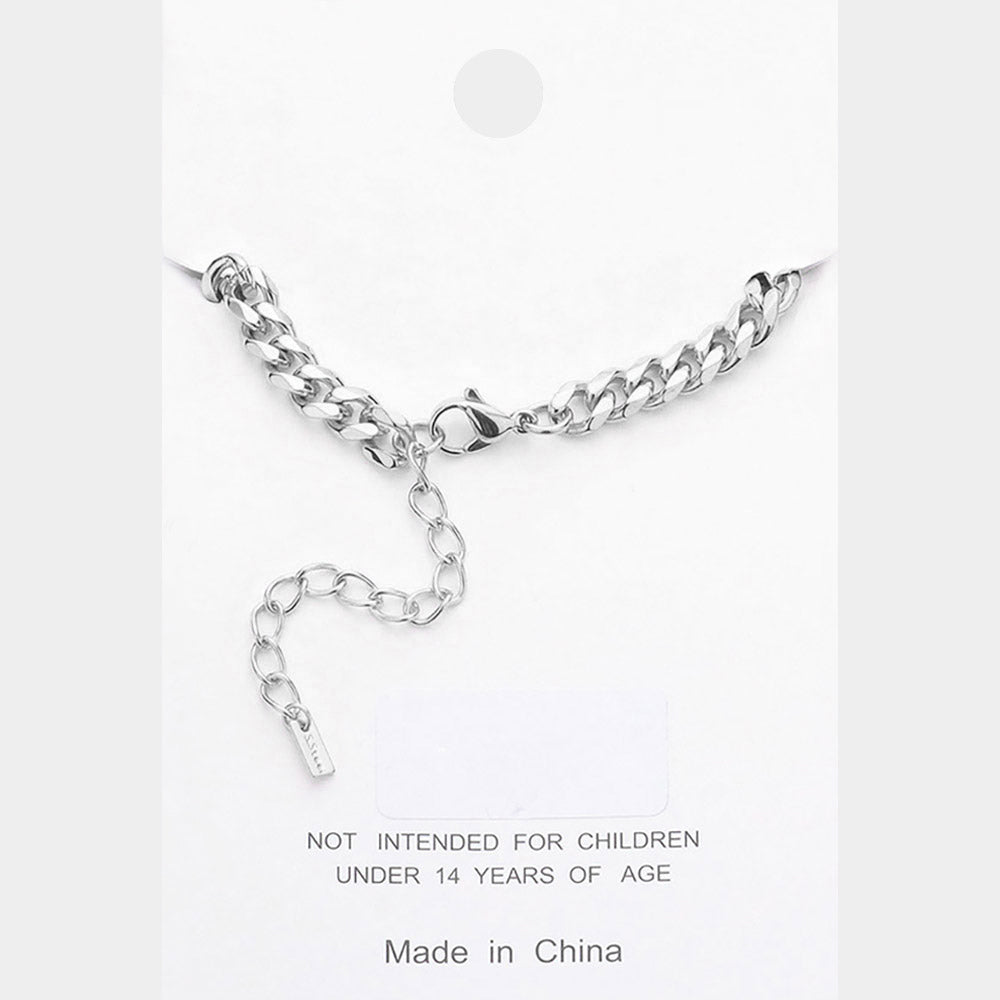 iLLASPARKZ Stainless Steel Diamond Cut Cuban Chain Anklet