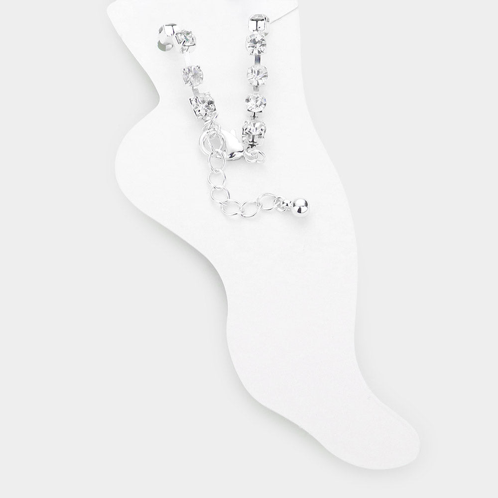 iLLASPARKZ Enamel Seahorse Charm Round Stone Anklet