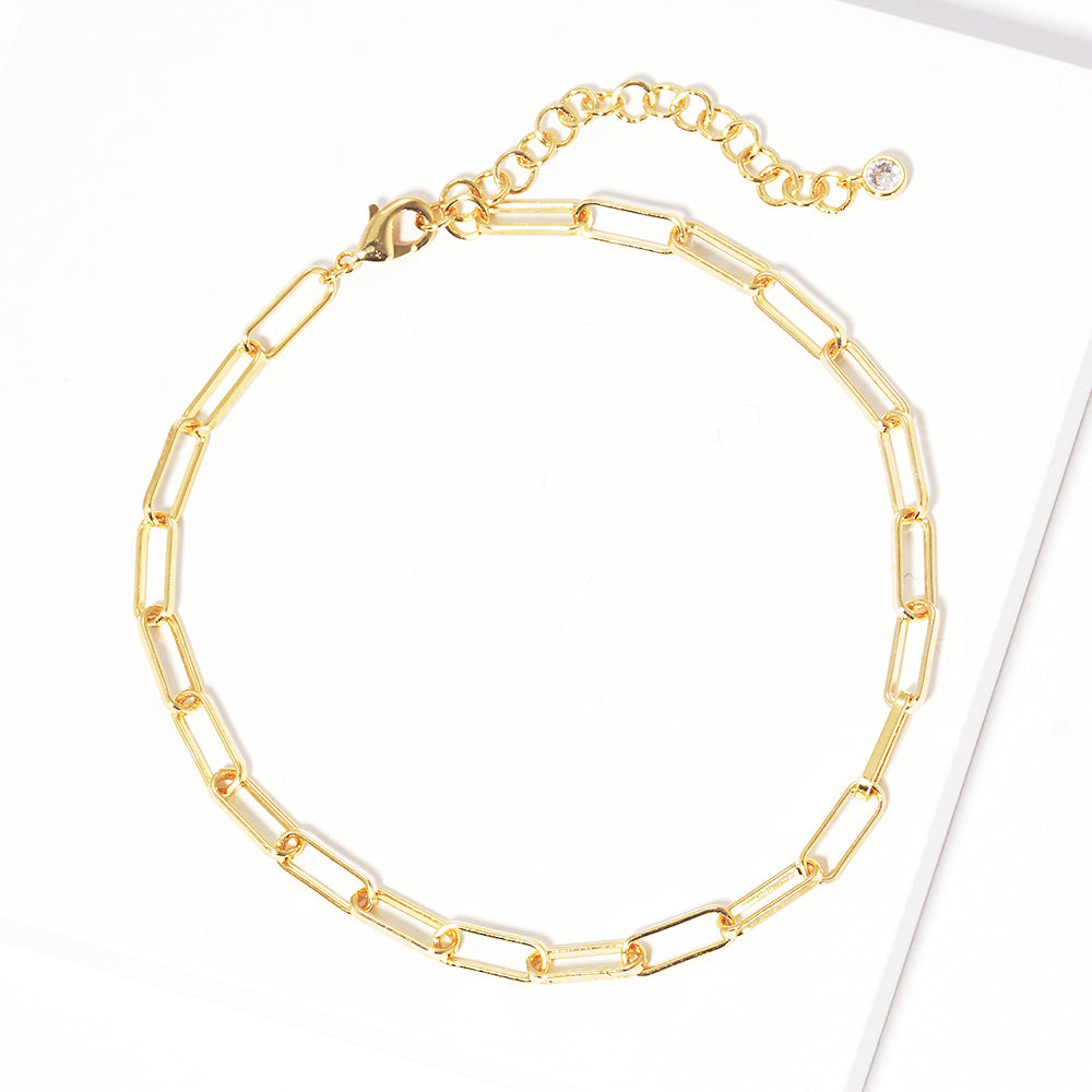 iLLASPARKZ Gold Dipped Open Metal Oval Link Anklet