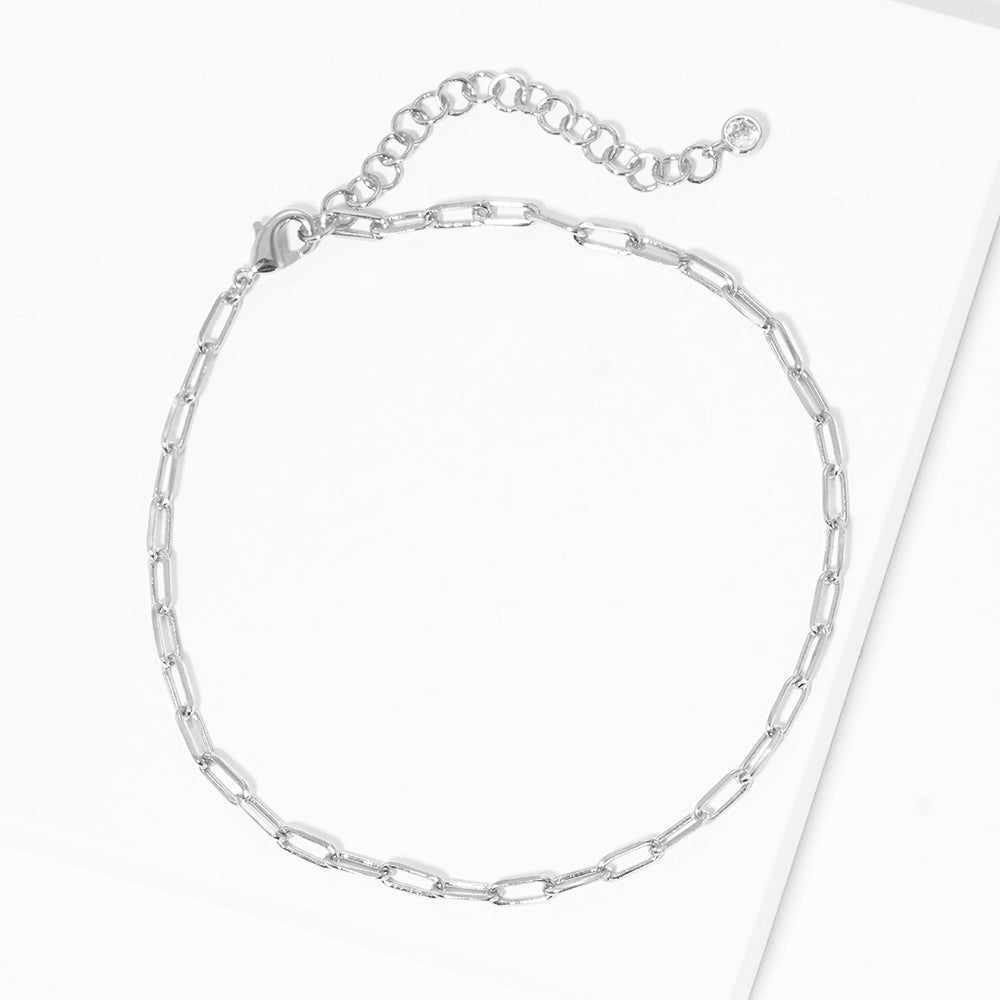 iLLASPARKZ White Gold Dipped Metal Chain Link Anklet