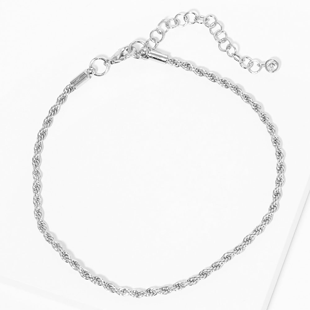 iLLASPARKZ White Gold Dipped Metal Chain Anklet