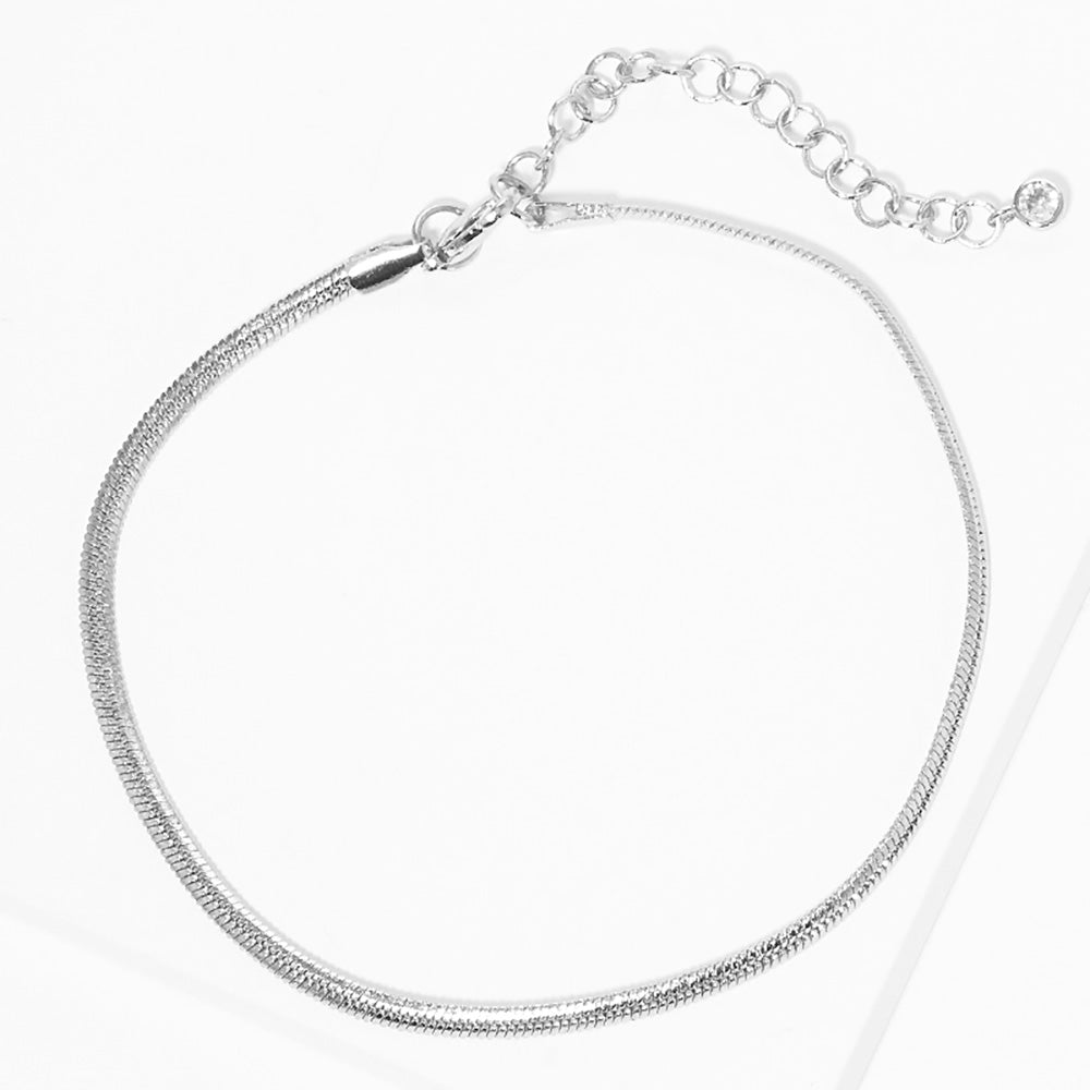 iLLASPARKZ White Gold Dipped Metal Snake Chain Anklet