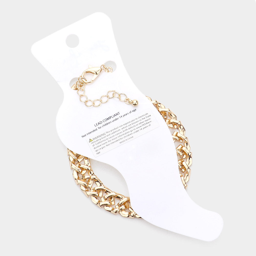 iLLASPARKZ Rhinestone Embellished Metal Link Anklet