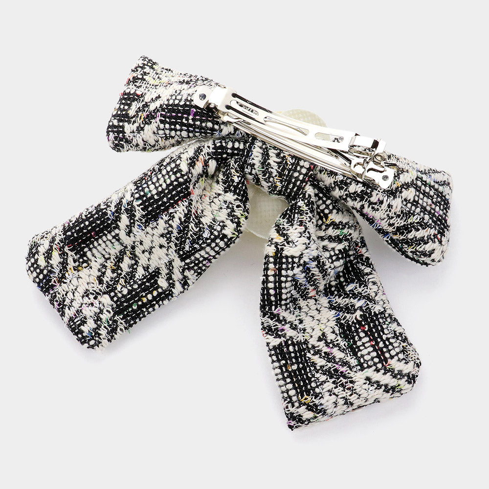 iLLASPARKZ Flower Pointed Oversized Tweed Bow Barrette