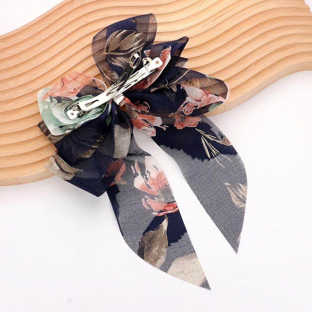 iLLASPARKZ Oversized Sheer Floral Print Bow Barrette