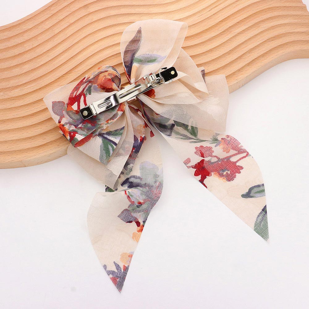 iLLASPARKZ Oversized Sheer Floral Print Bow Barrette