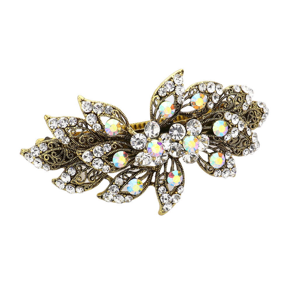 iLLASPARKZ Stone Embellished Flower Leaf Cluster Barrette