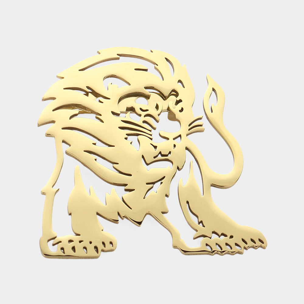 iLLASPARKZ Stainless Steel Cutout Lion Pin Brooch