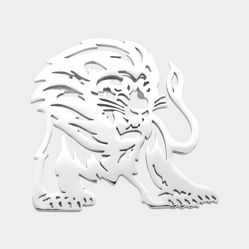 iLLASPARKZ Stainless Steel Cutout Lion Pin Brooch