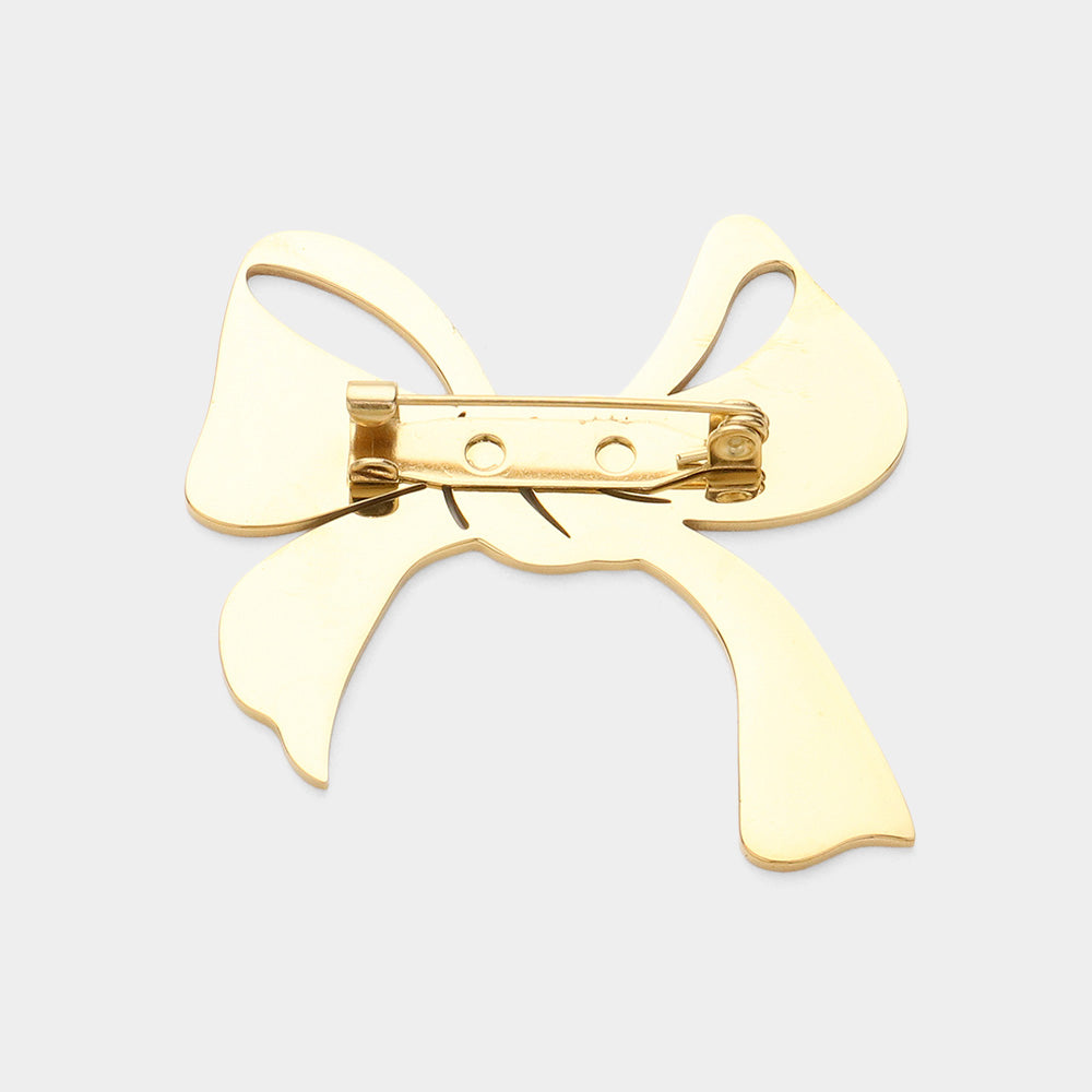 iLLASPARKZ Stainless Steel Cutout Bow Pin Brooch