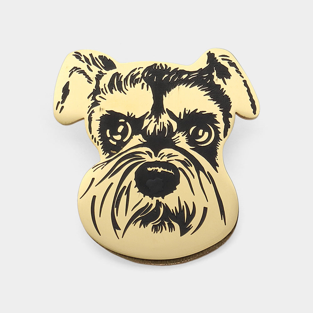 iLLASPARKZ Stainless Steel Schnauzer Dog Face Pin Brooch