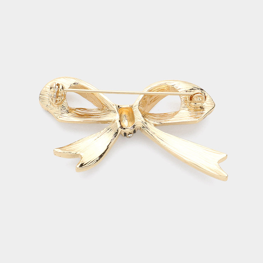 iLLASPARKZ Enamel Rim Rhinestone Paved Bow Pin Brooch