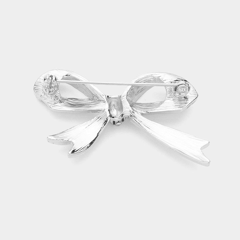 iLLASPARKZ Enamel Rim Rhinestone Paved Bow Pin Brooch