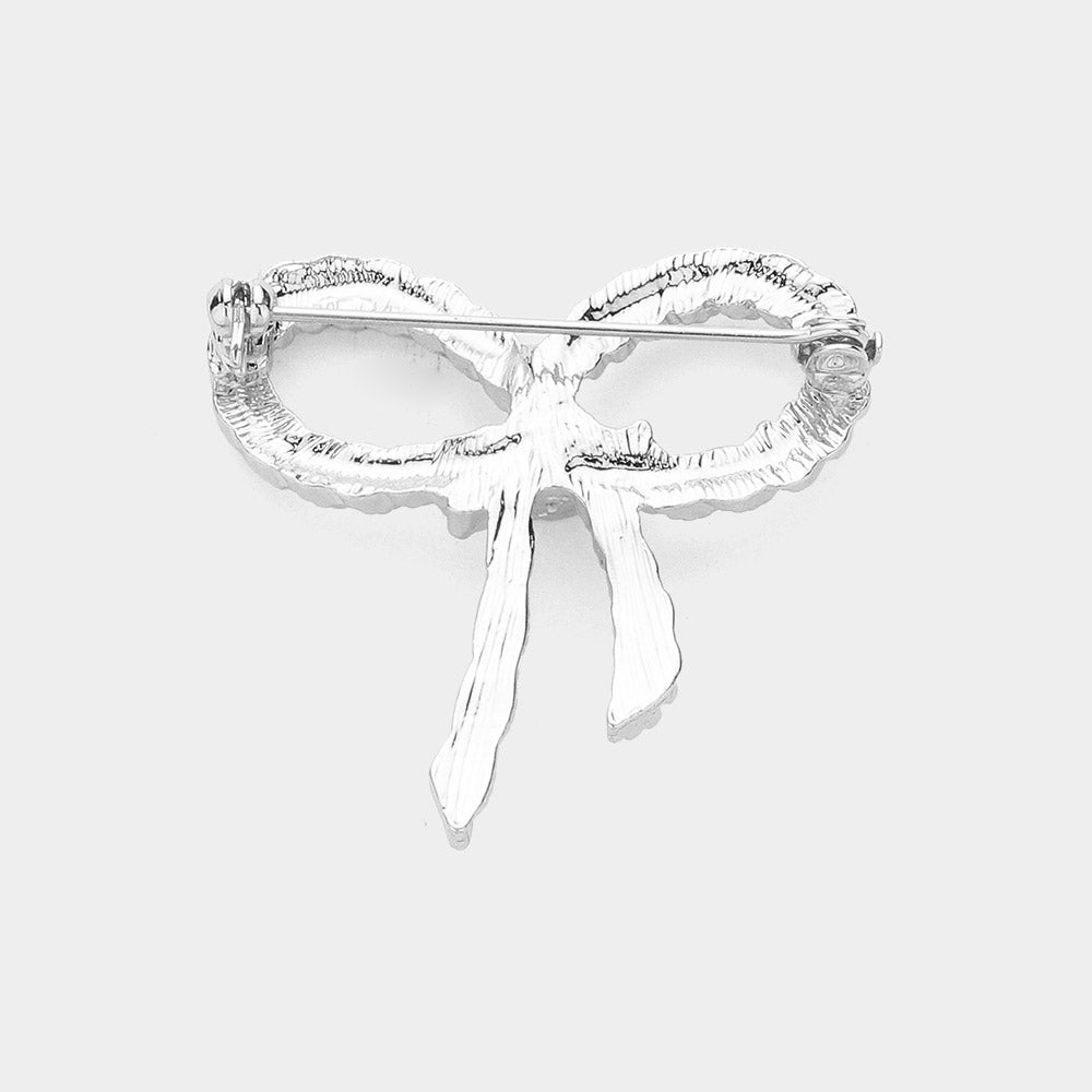 iLLASPARKZ Rhinestone Paved Rope Bow Pin Brooch