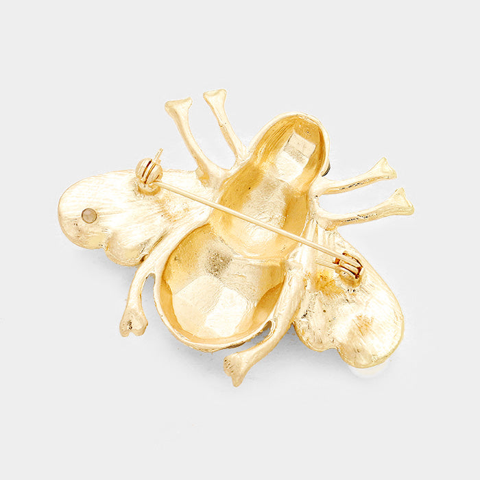 iLLASPARKZ Stone Honey Bee Pearl Cluster Pin Brooch