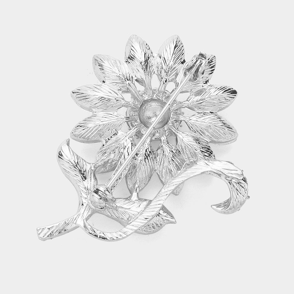 iLLASPARKZ Marquise Stone Cluster Pointed Flower Pin Brooch