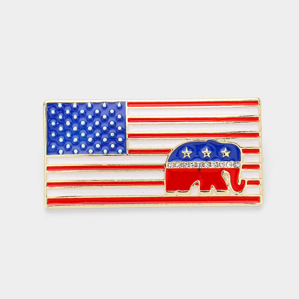 iLLASPARKZ Enamel American USA Flag Republican Elephant Pin Brooch