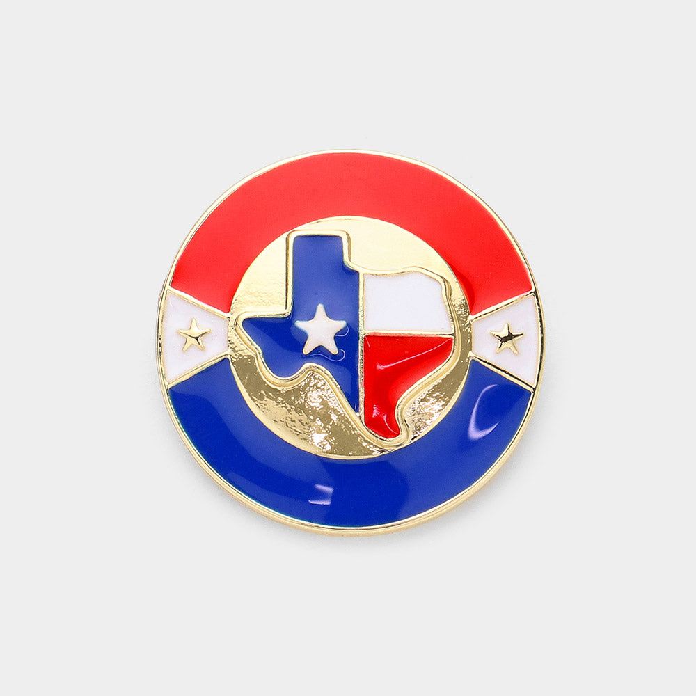 iLLASPARKZ Enamel Texas Map Round Pin Brooch