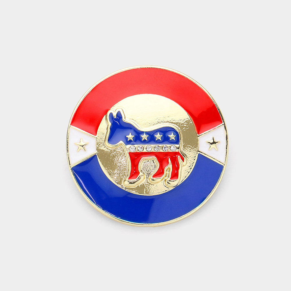 iLLASPARKZ Enamel Democrats Donkey Round Pin Brooch