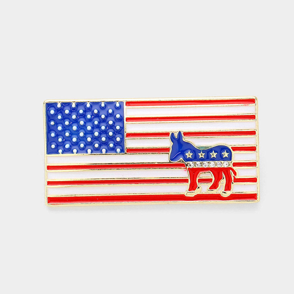 iLLASPARKZ Enamel American USA Flag Democrats Donkey Pin Brooch