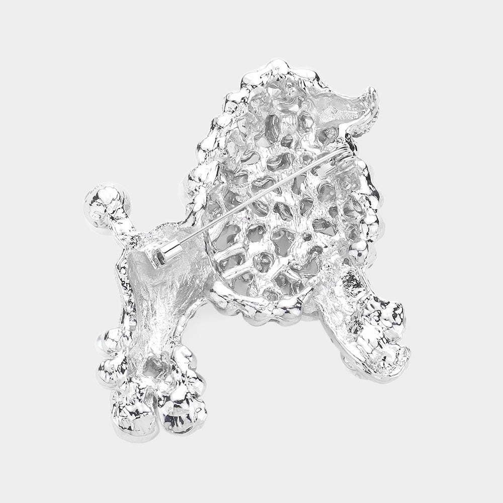 iLLASPARKZ Crystal Pearl Poodle Brooch