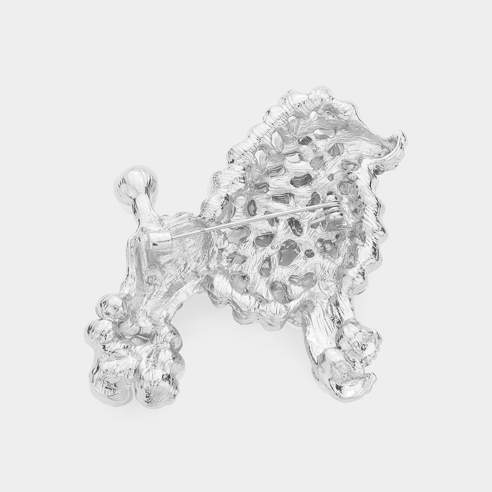 iLLASPARKZ Crystal Pearl Poodle Brooch