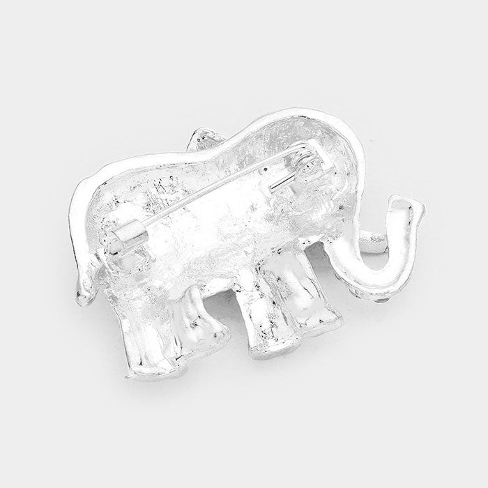 iLLASPARKZ Pave Glass Crystal Elephant Pin Brooch