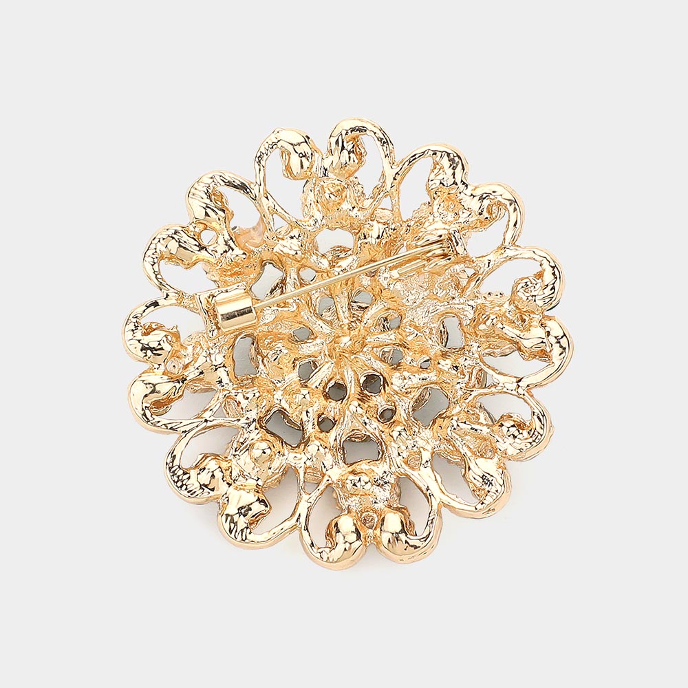 iLLASPARKZ Floral Heart Crystal Rhinestone Brooch