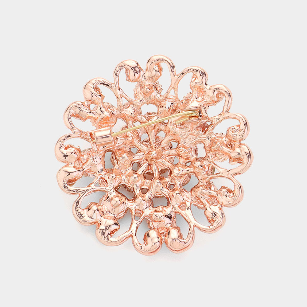 iLLASPARKZ Floral Heart Crystal Rhinestone Brooch