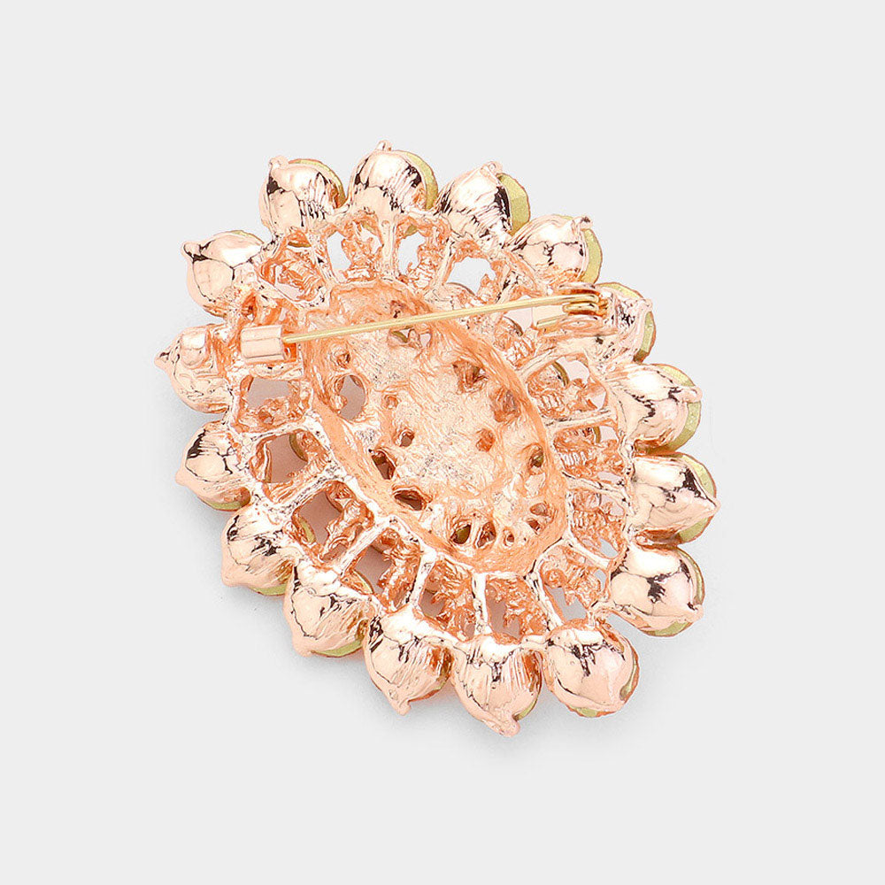 iLLASPARKZ Glass crystal cluster oval brooch