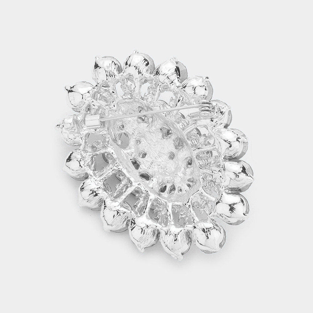 iLLASPARKZ Glass crystal cluster oval brooch