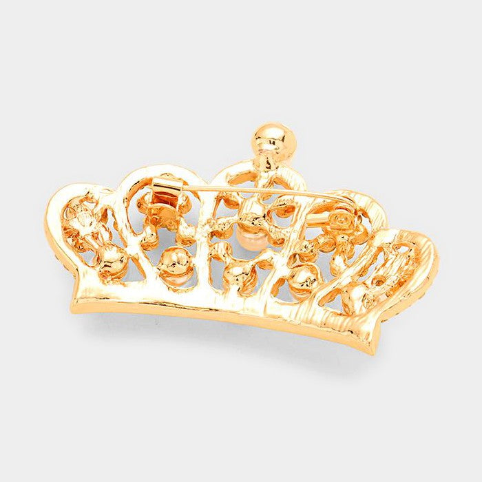 iLLASPARKZ Pave pearl crown brooch