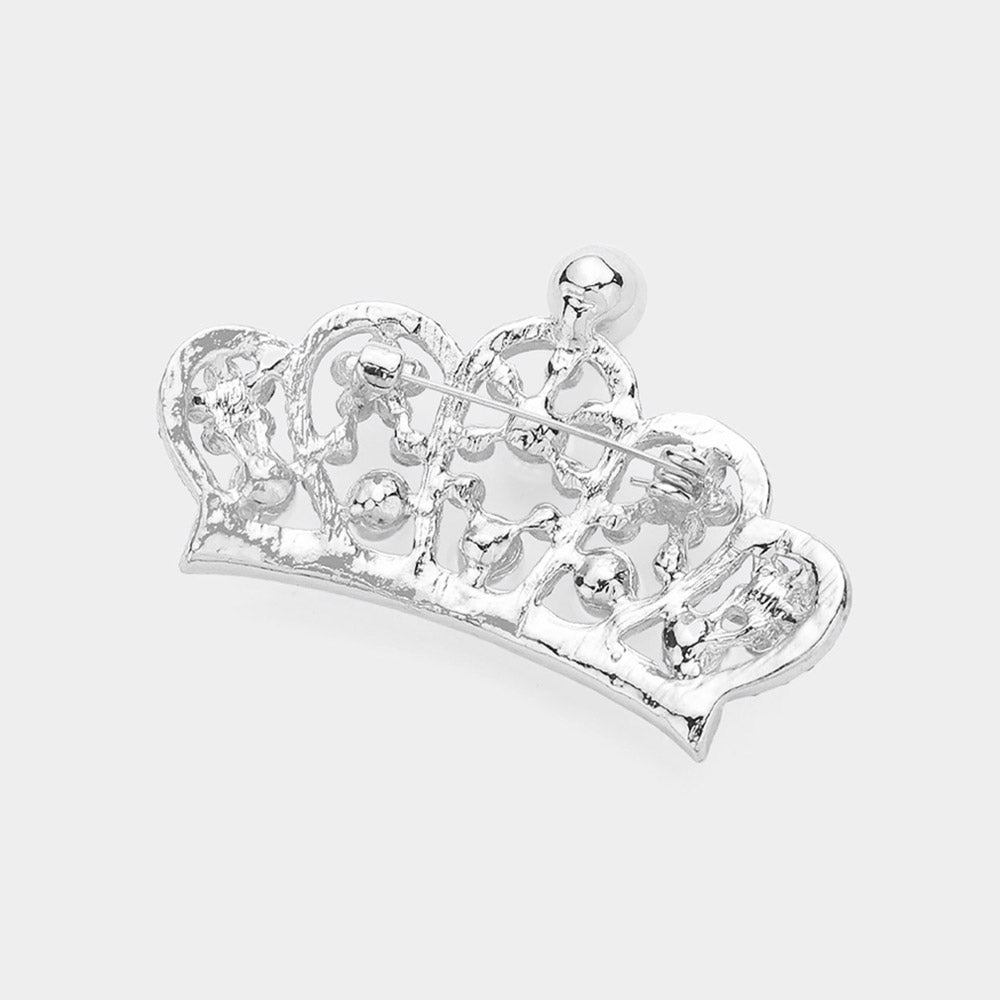 iLLASPARKZ Pearl Pointed Stone Paved Crown Pin Brooch