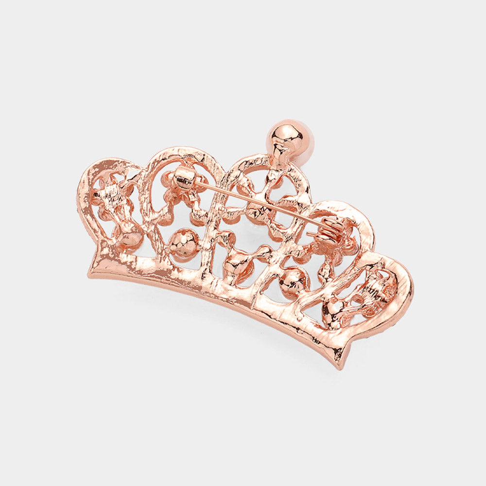 iLLASPARKZ Pearl Pointed Stone Paved Crown Pin Brooch