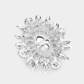 iLLASPARKZ Oval glass crystal flower brooch