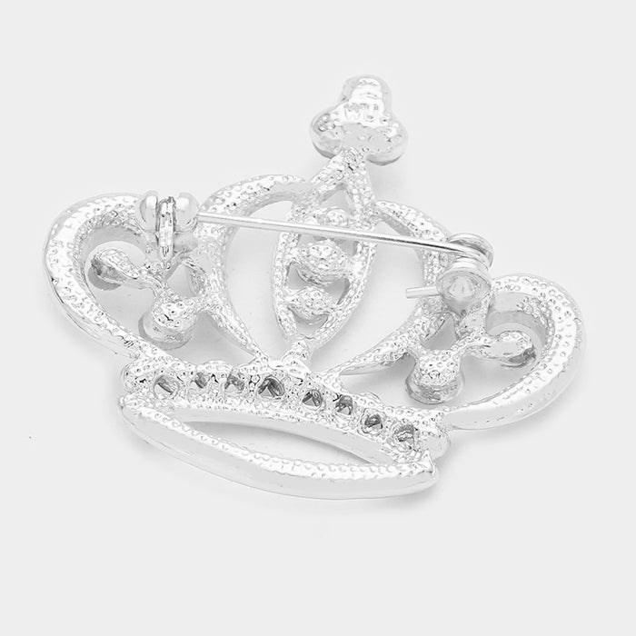 iLLASPARKZ Stone Embellished Crown Pin Brooch