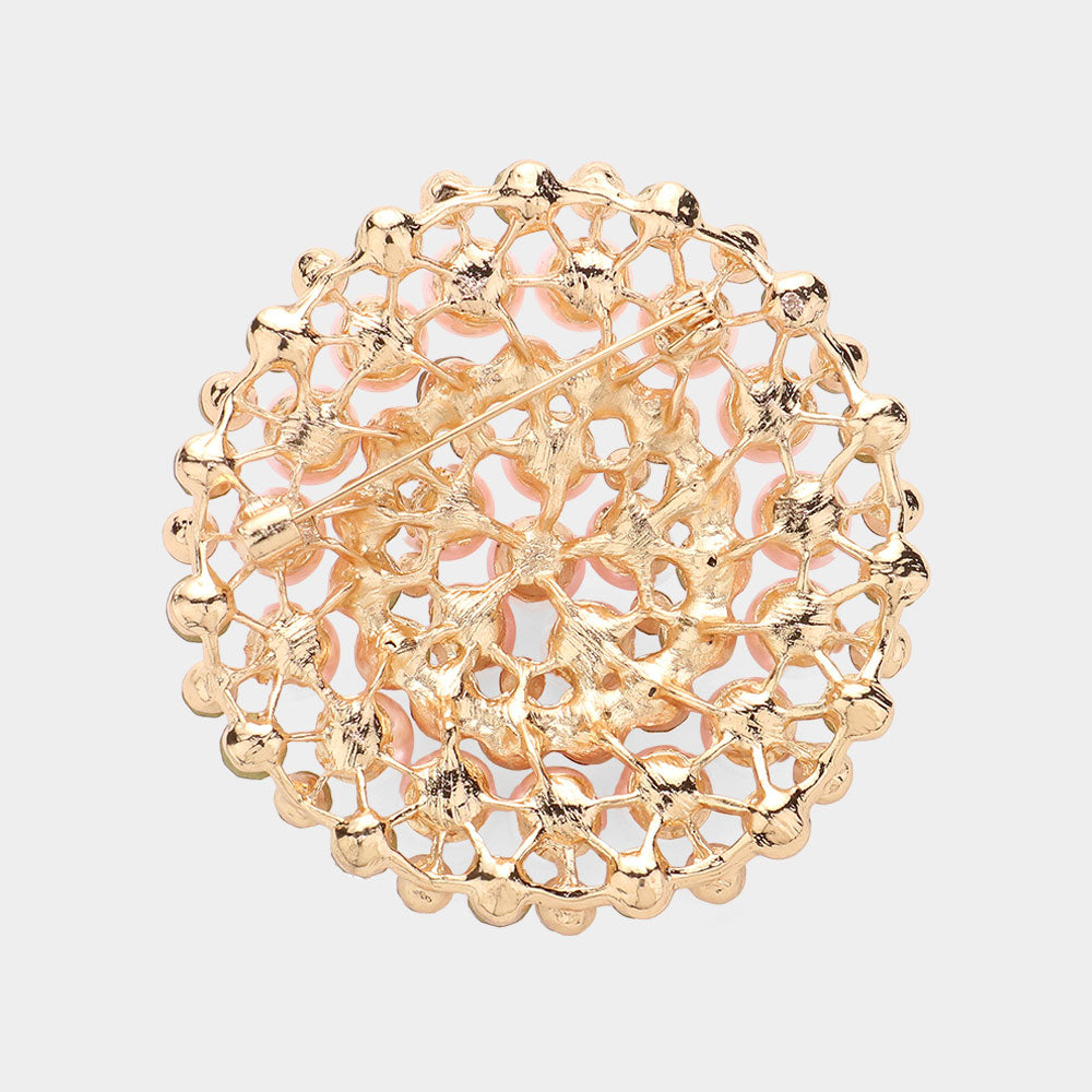 iLLASPARKZ Stone Pearl Cluster Circle Pin Brooch