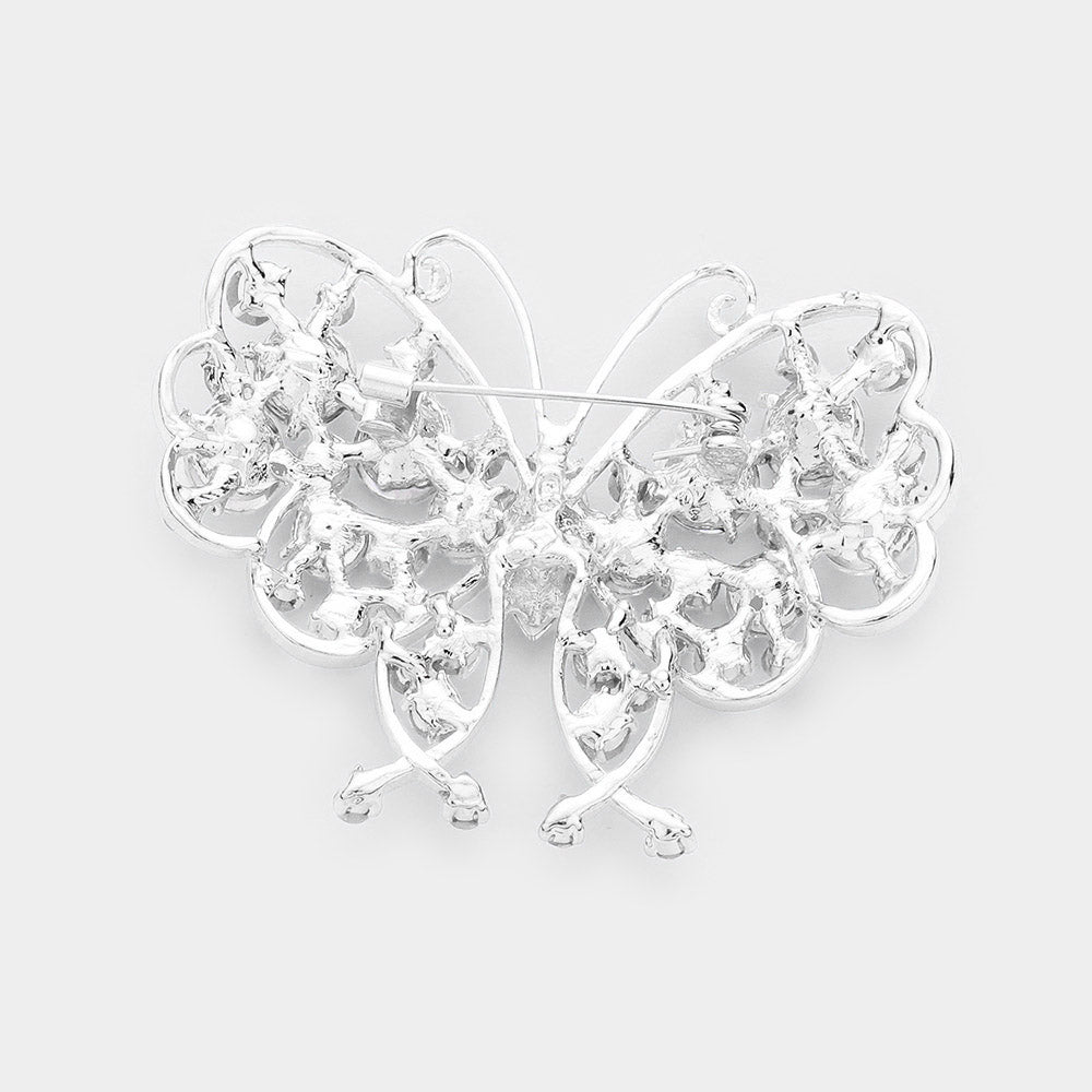 iLLASPARKZ Marquise Round Crystal Butterfly Pin Brooch