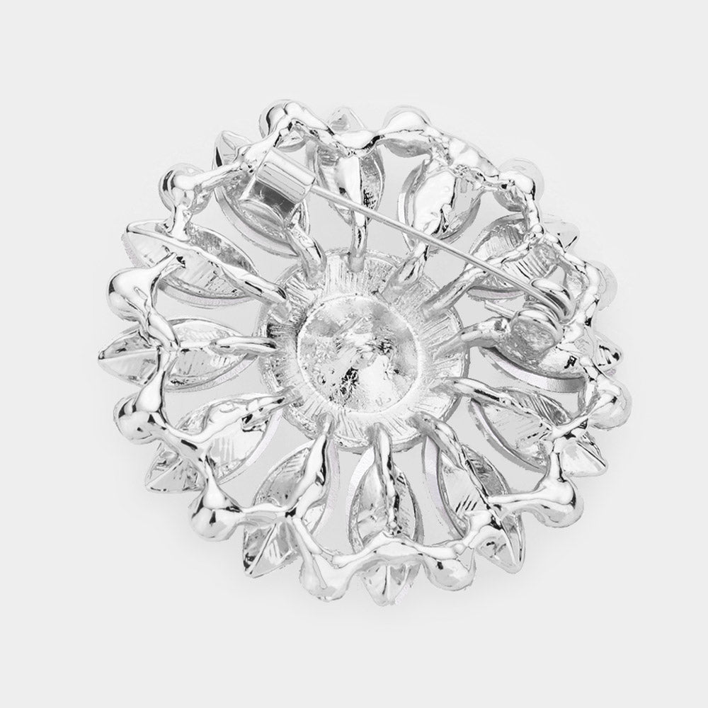 iLLASPARKZ Marquise Crystal Rhinestone Pave Flower Pin Brooch