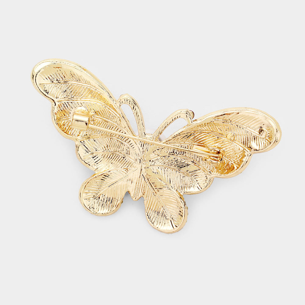 iLLASPARKZ Pearl Rhinestone Pave Butterfly Pin Brooch