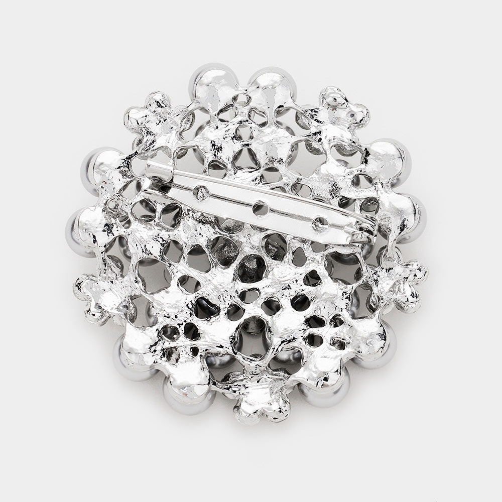 iLLASPARKZ Pearl Crystal Floral Pin Brooch