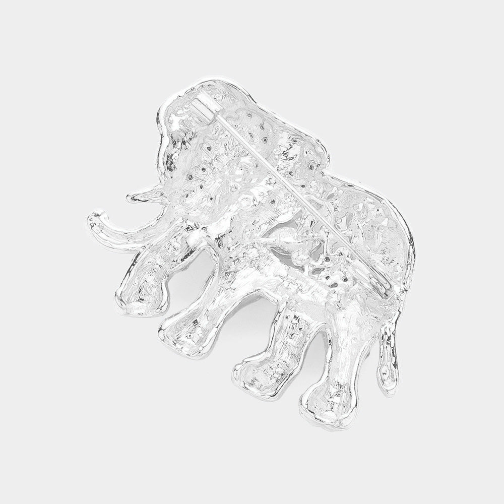 iLLASPARKZ Crystal Floral Rhinestone Elephant Pin Brooch