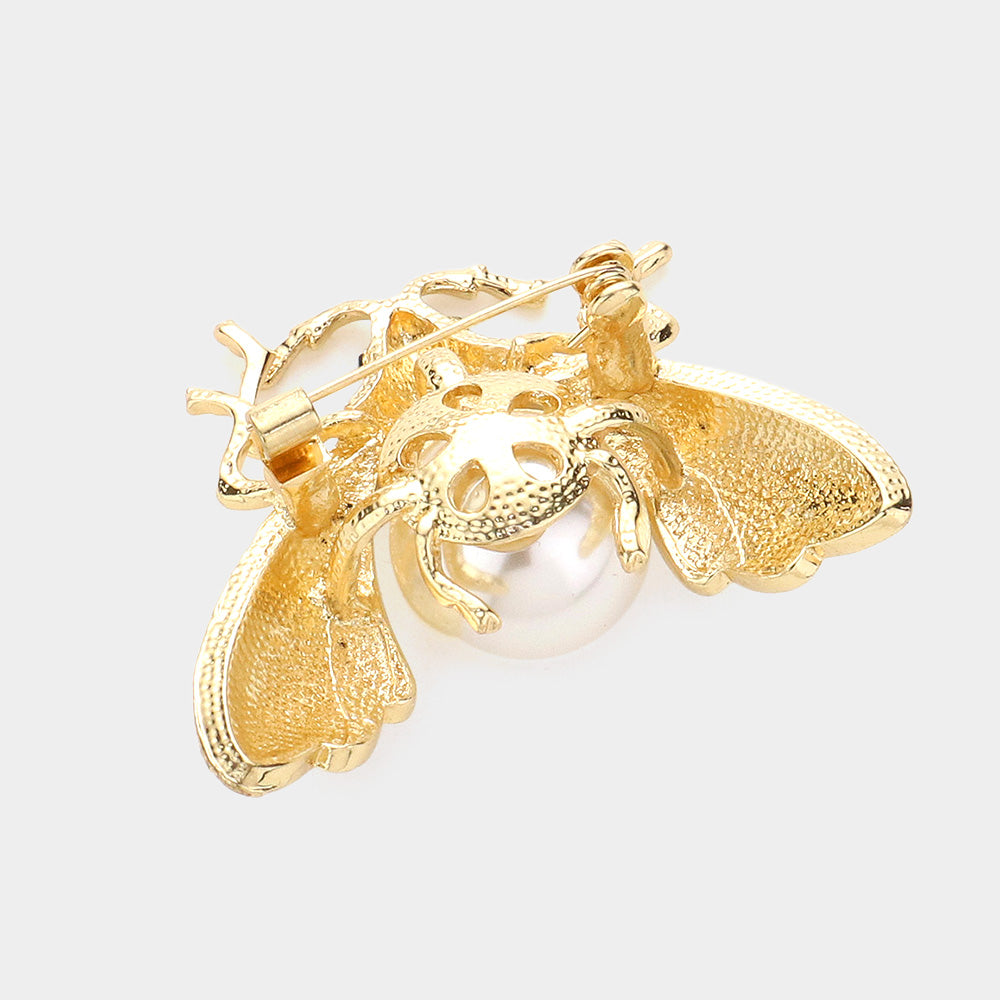 iLLASPARKZ Pearl Accented Honey Bee Pin Brooch