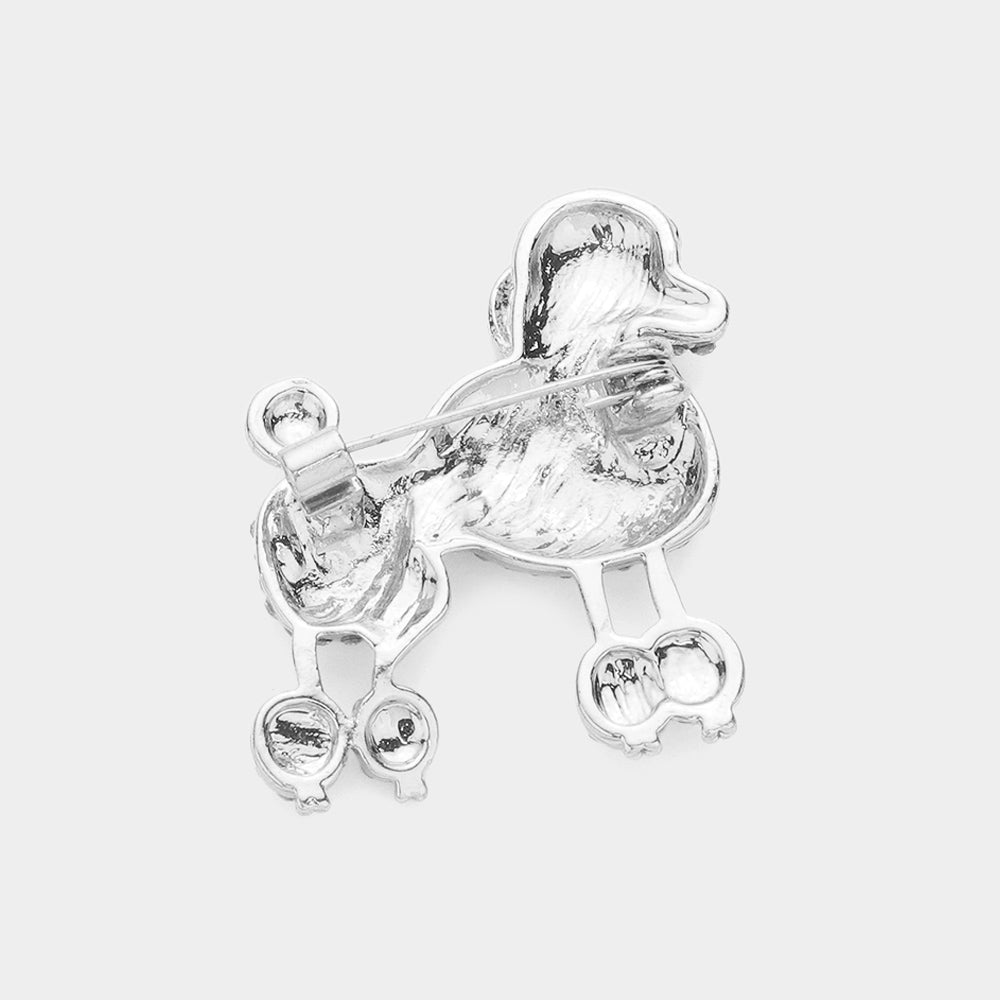 iLLASPARKZ Rhinestone Embellished Poodle Dog Pin Brooch