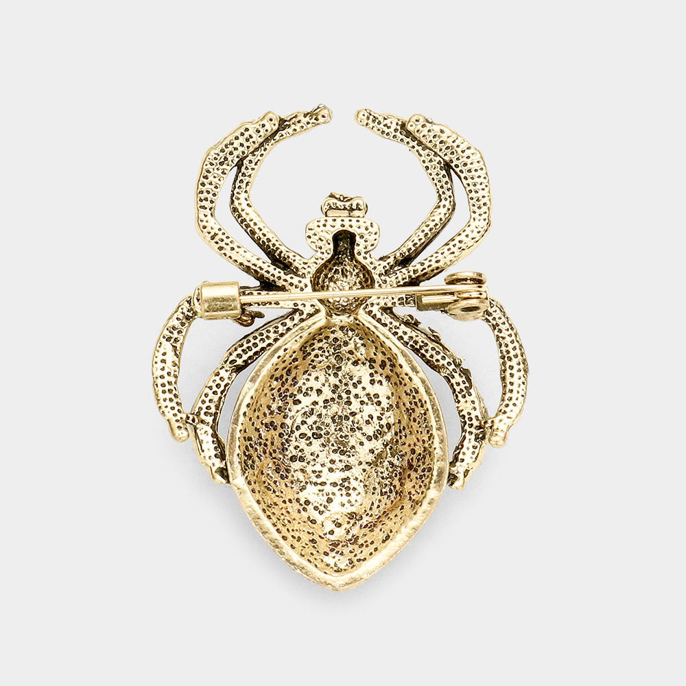 iLLASPARKZ Stone Embellished Spider Pin Brooch