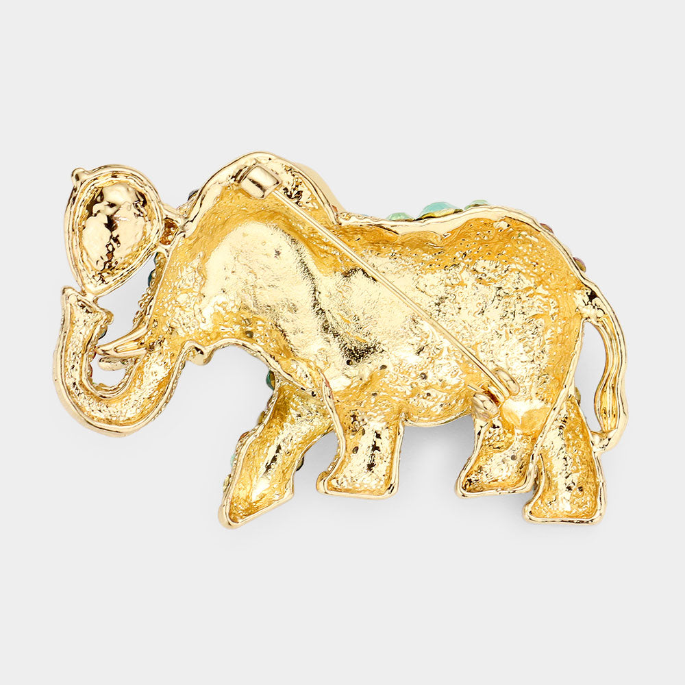 iLLASPARKZ Stone Embellished Elephant Pin Brooch