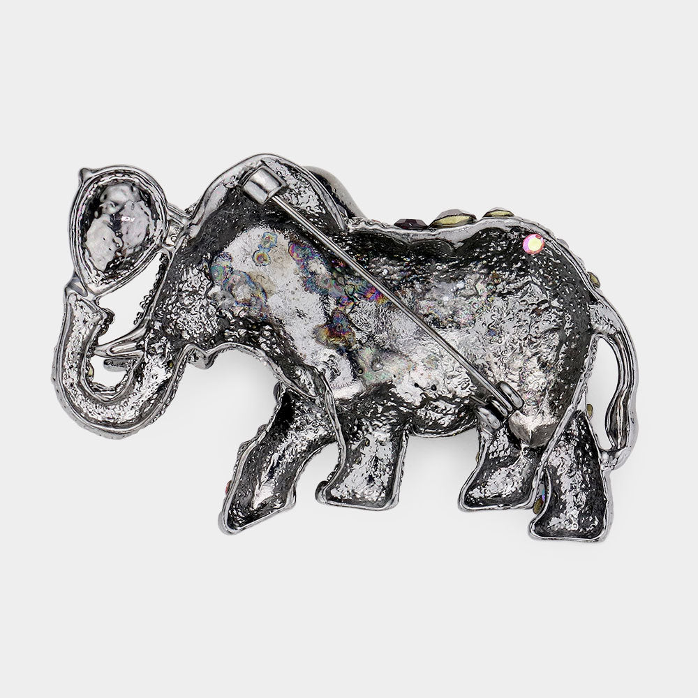 iLLASPARKZ Stone Embellished Elephant Pin Brooch