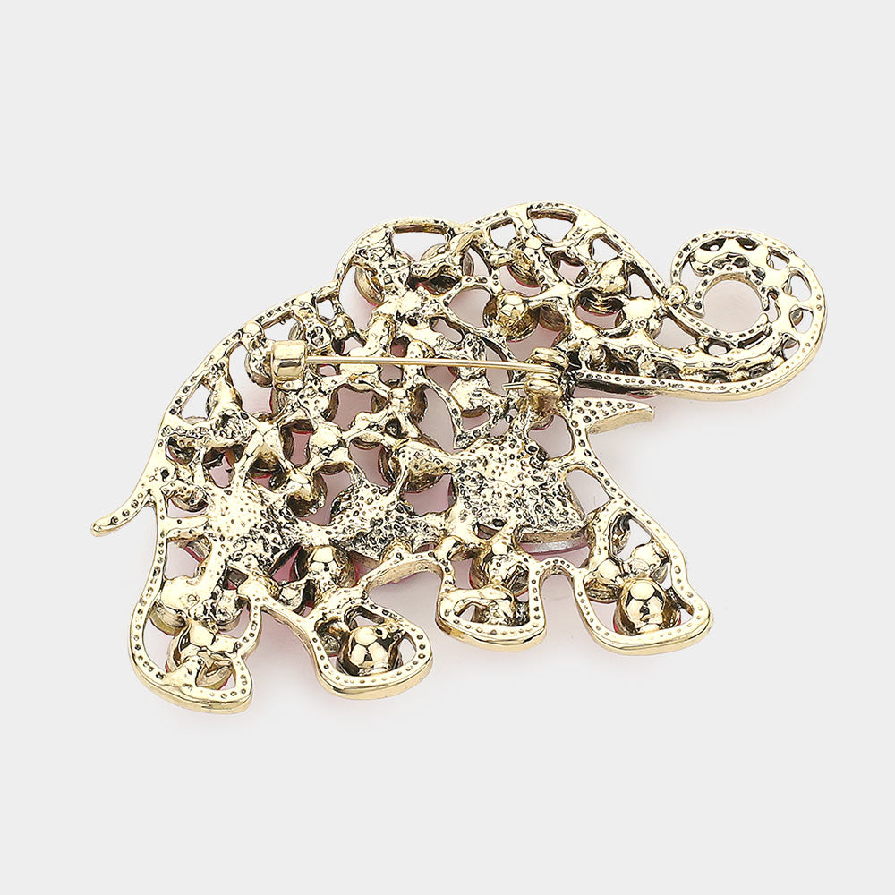 iLLASPARKZ Stone Embellished Elephant Pin Brooch